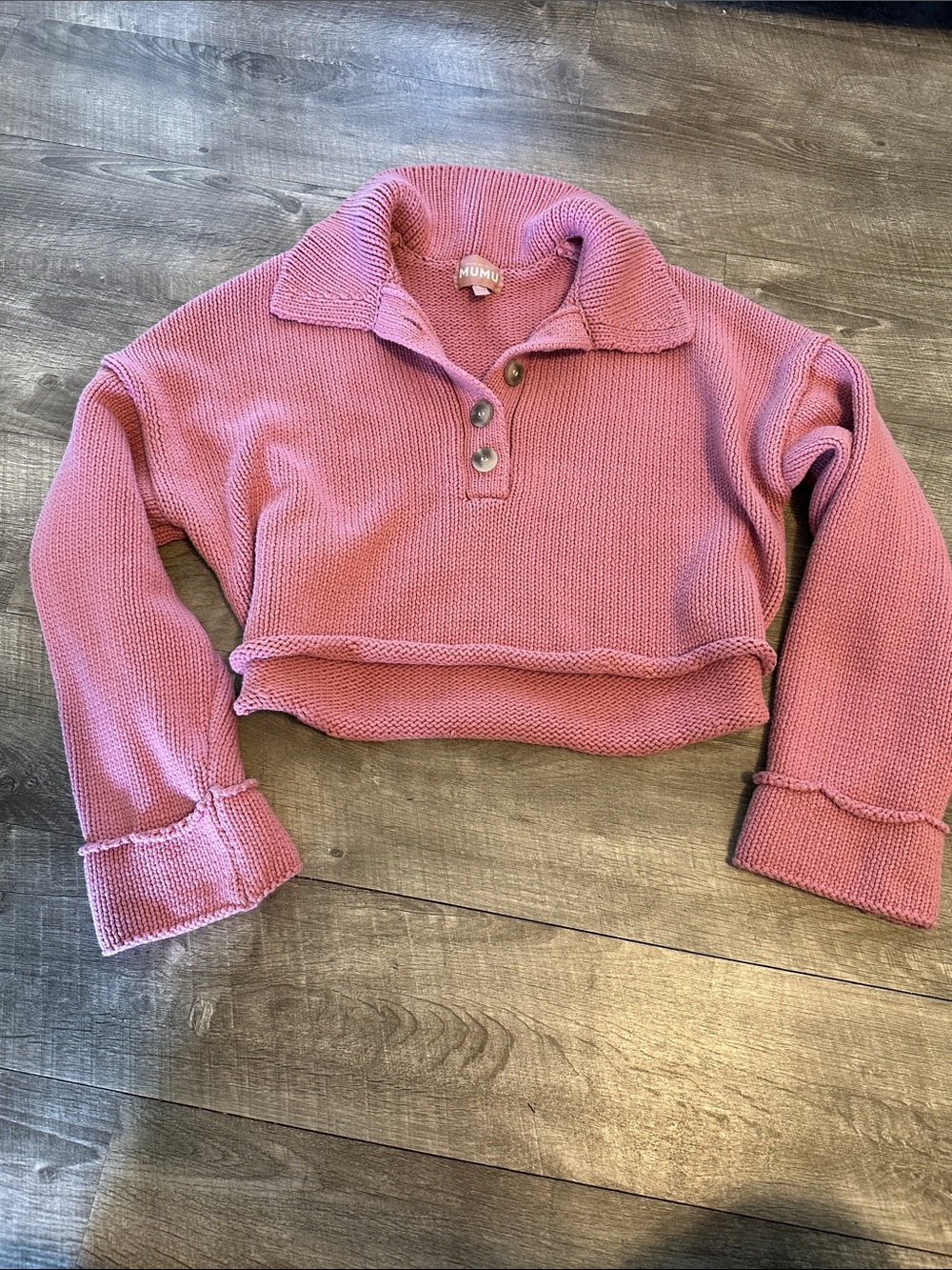 Show Me Your MuMu Pink Cropped V-Neck Pullover Sweater
